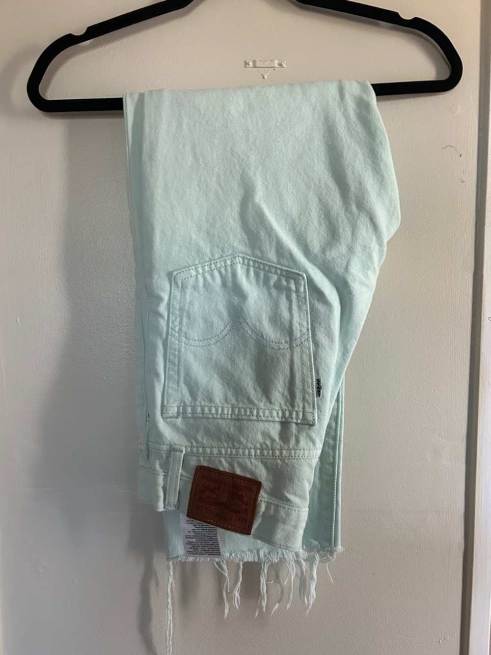 Levi's Mint Aqua Frayed Hem Jeans